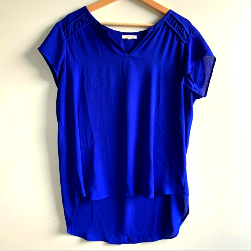 Pleione Blouse Short Sleeve Royal Blue Size XL